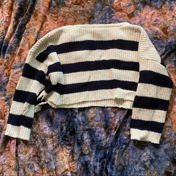 Black & White Striped Cropped Knit - Picture 2 of 3